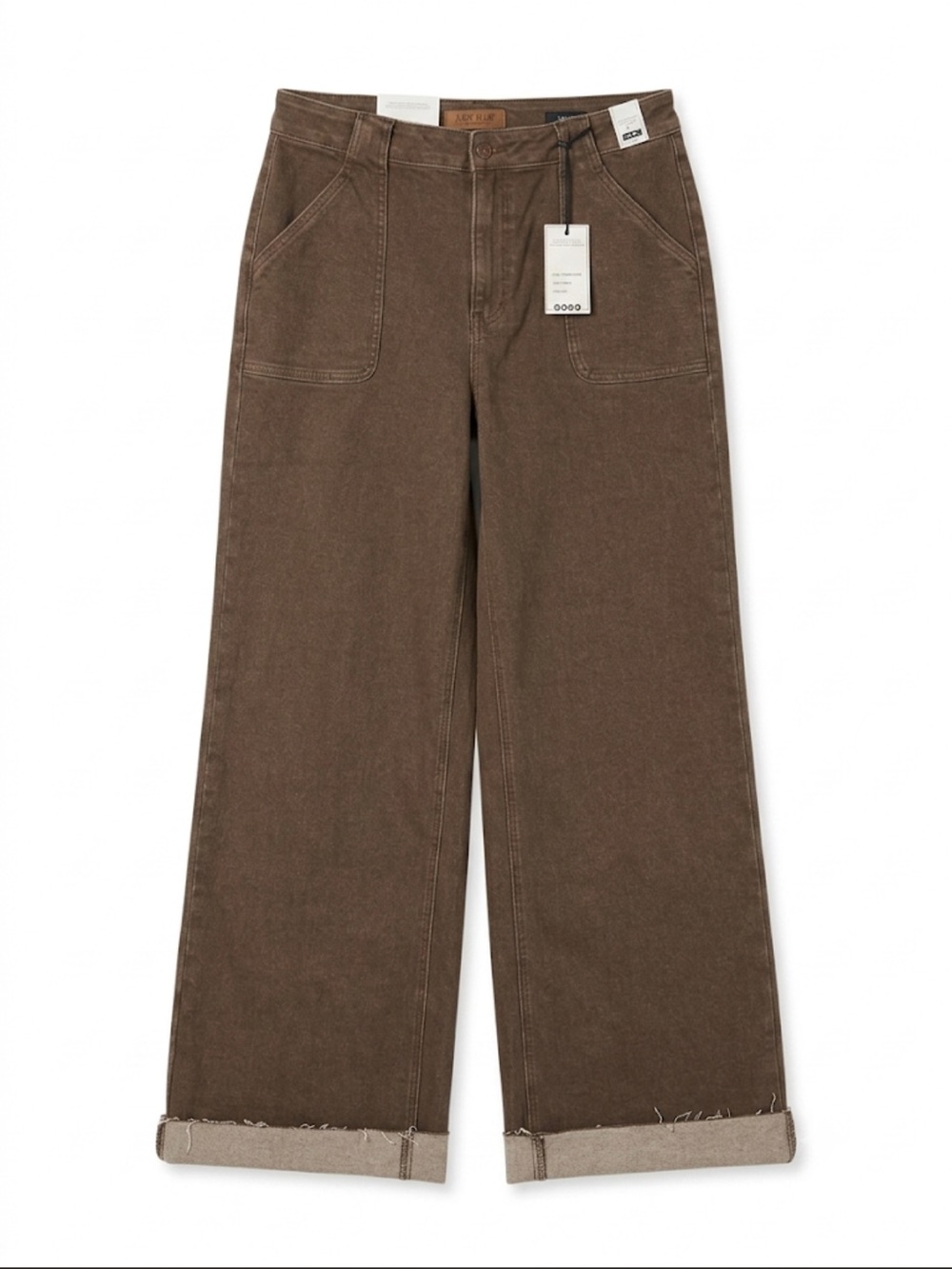 NWT Judy Blue High Rise Brown Retro Wide Leg Jeans Front Patch Pockets 13/31